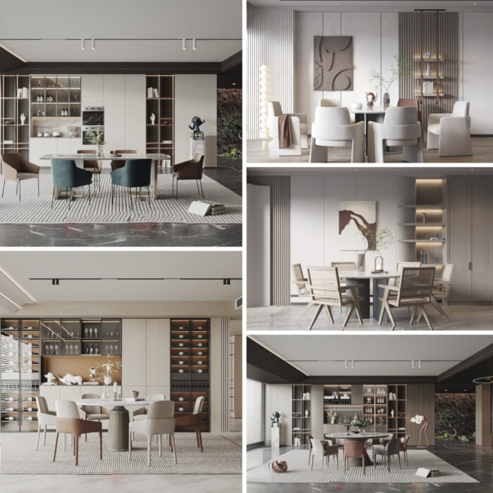 20 full scene dining room 3d models vol112