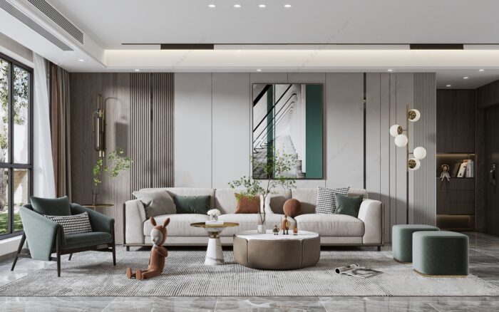 30 Full-Scene Modern Living Room 3D Models | 3dsbox Vol. 117