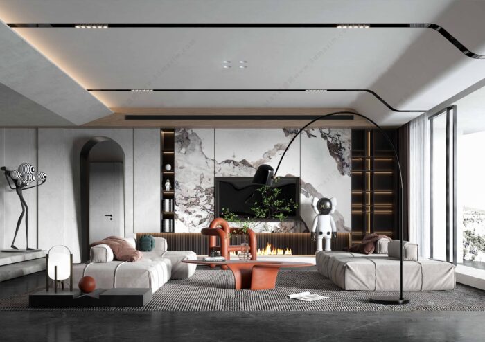 30 Full-Scene Modern Living Room 3D Models | 3dsbox Vol. 117
