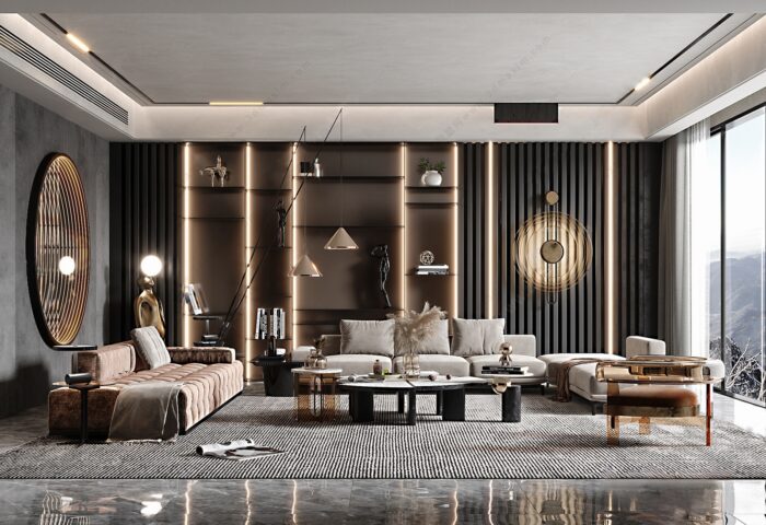 30 Full-Scene Modern Living Room 3D Models | 3dsbox Vol. 117