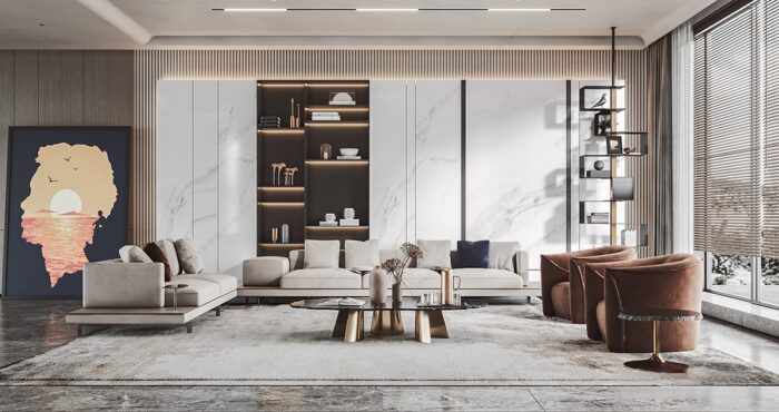 30 Full-Scene Modern Living Room 3D Models | 3dsbox Vol. 117