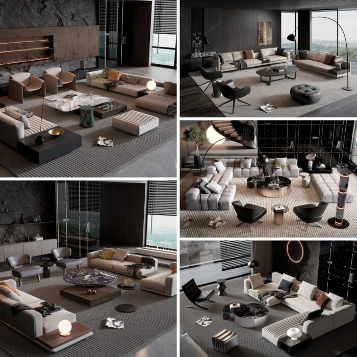 33 Living Room Sets 3D Models Pro - 3dsbox Vol.124