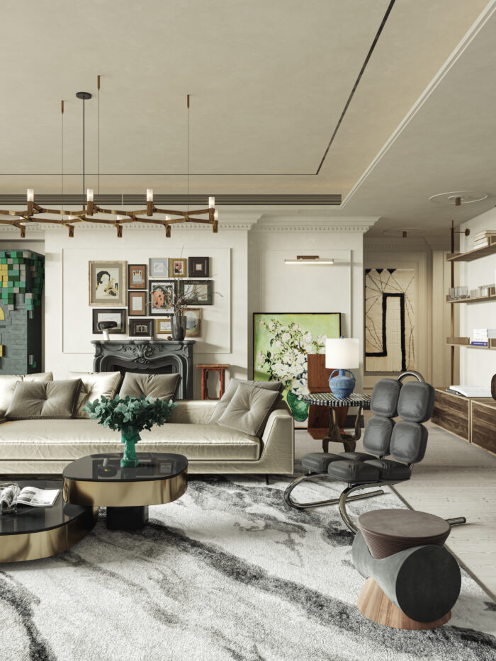 Eclectic Living Room Interior 3D Model For Download-3ds Max & Corona