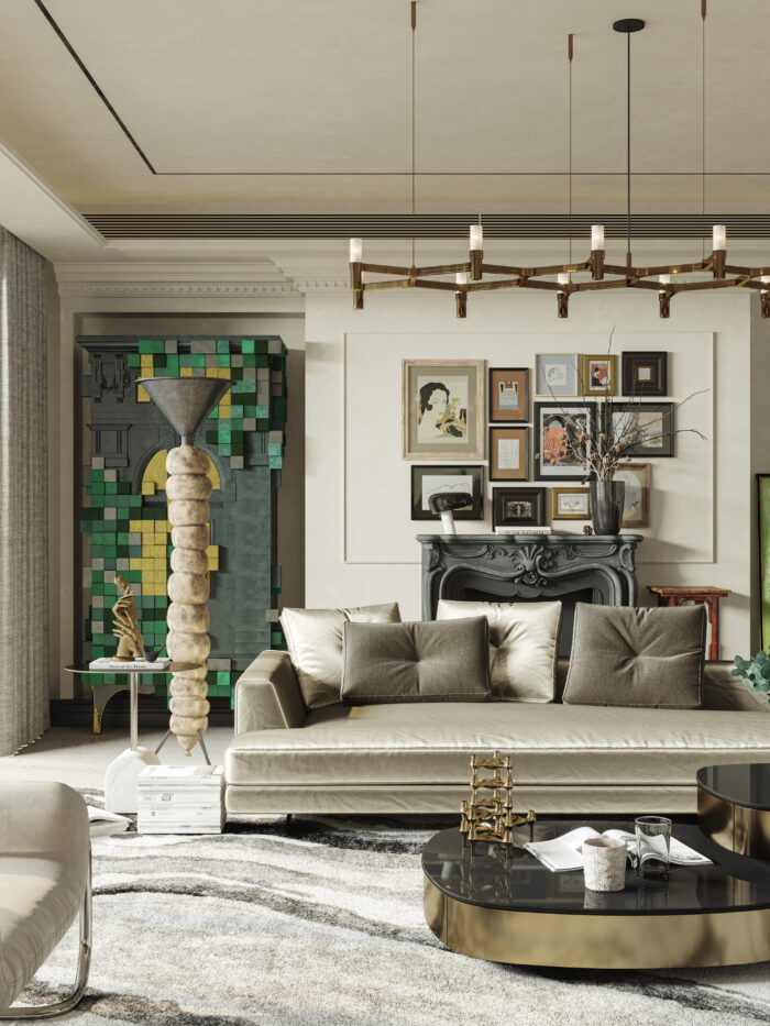 Eclectic Living Room Interior 3D Model For Download-3ds Max & Corona
