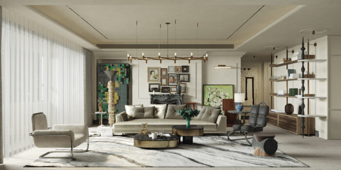 Eclectic Living Room Interior 3D Model For Download-3ds Max & Corona