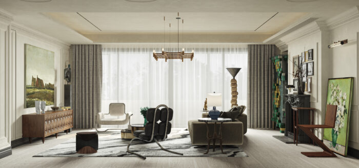 Eclectic Living Room Interior 3D Model For Download-3ds Max & Corona