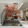 Mid-Century Modern Double-Height Living Room & Zen Courtyard. 3ds Max - Corona