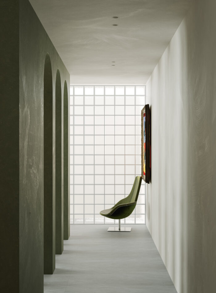 Mid-Century Modern Double-Height Living Room & Zen Courtyard. 3ds Max - Corona