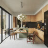Mid-Century Modern Double-Height Living Room & Zen Courtyard. 3ds Max - Corona
