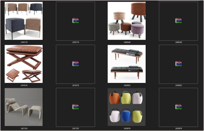 92 Modern Stools & Benches 3dsbox Models - Vol.118