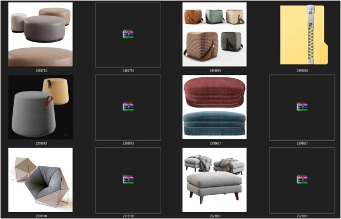 92 Modern Stools & Benches 3dsbox Models - Vol.118