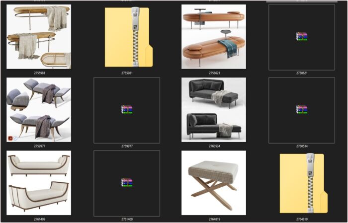 92 Modern Stools & Benches 3dsbox Models - Vol.118