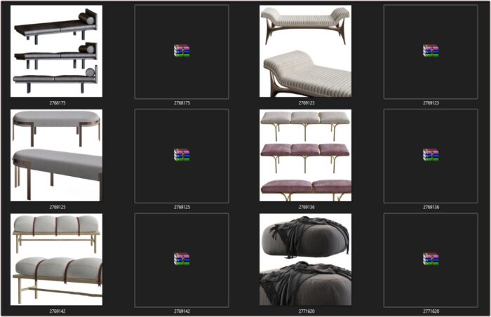 92 Modern Stools & Benches 3dsbox Models - Vol.118