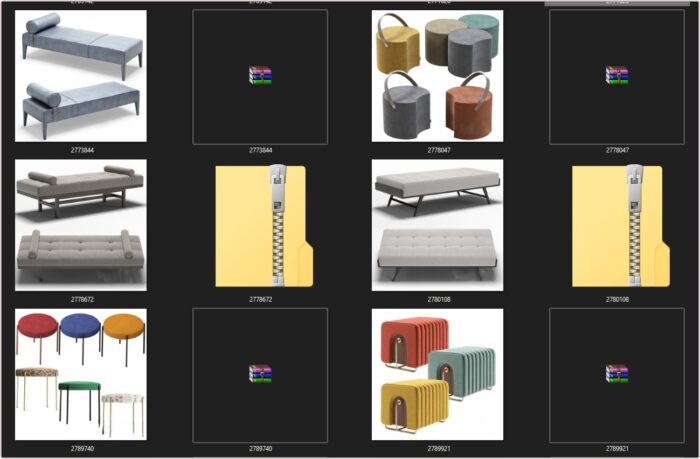 92 Modern Stools & Benches 3dsbox Models - Vol.118