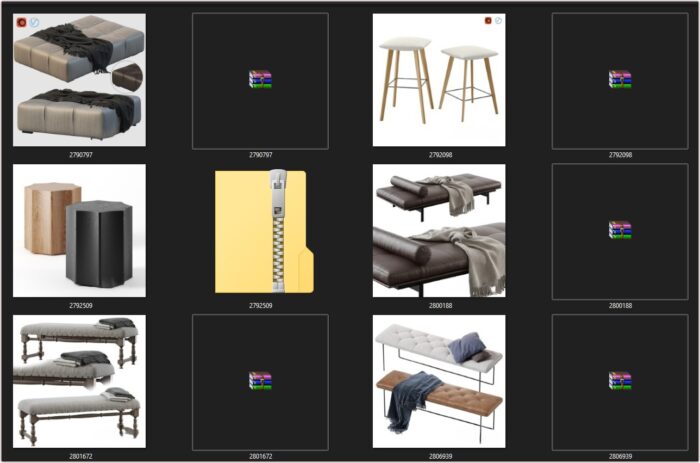 92 Modern Stools & Benches 3dsbox Models - Vol.118
