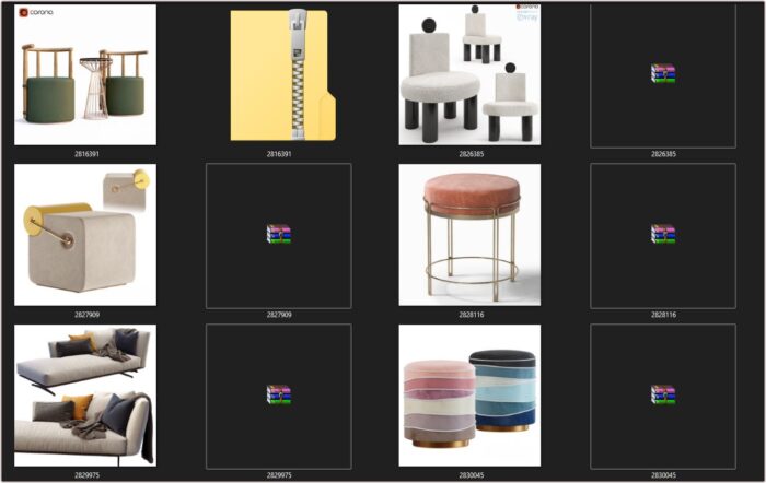92 Modern Stools & Benches 3dsbox Models - Vol.118