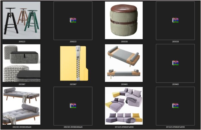 92 Modern Stools & Benches 3dsbox Models - Vol.118