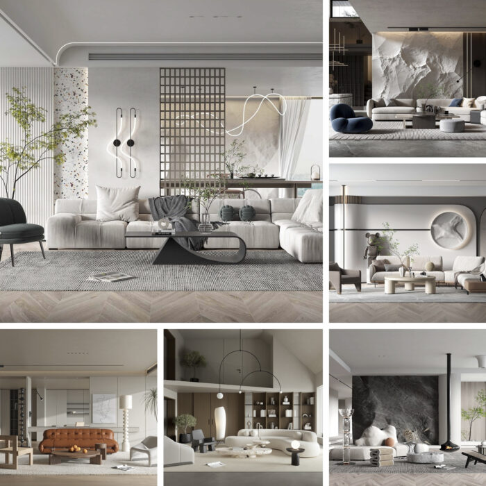 full scene living room 3d model 3ds max vol103 (11) collage