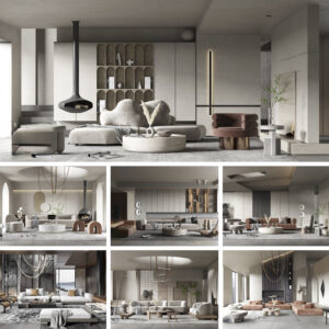 full scene living room 3d model 3ds max vol102 (4) collage