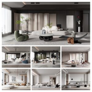 full scene living room 3d model 3ds max vol106 (2) collage