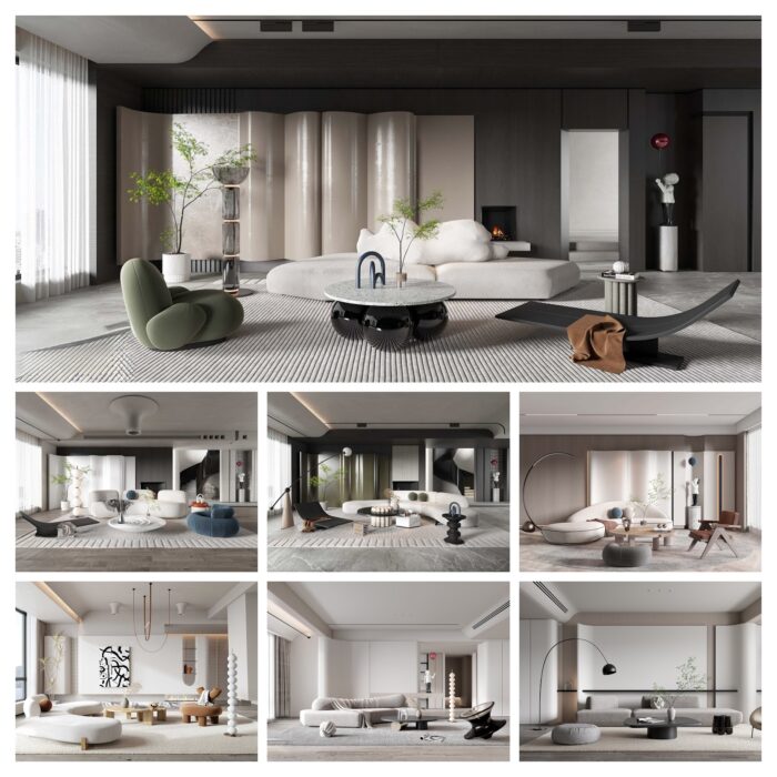 full scene living room 3d model 3ds max vol106 (2) collage