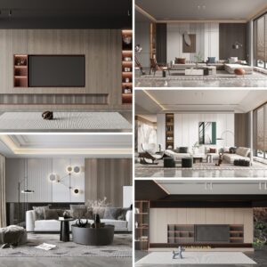 full scene living room 3d model 3ds max vol109 (4) collage