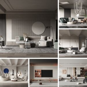 full scene living room 3d model 3ds max vol110 (5) collage