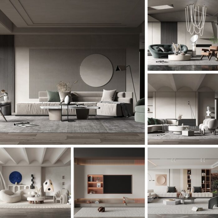 full scene living room 3d model 3ds max vol110 (5) collage