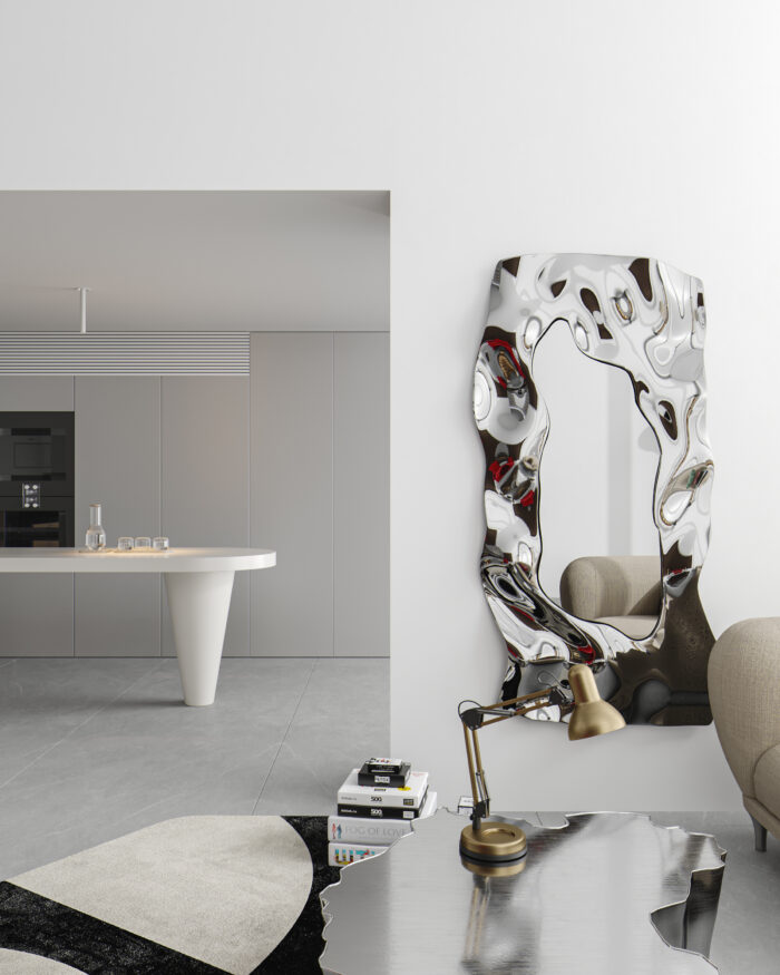 Modern Eclectic High Ceiling Living Room Scene 3D Model - Corona Render