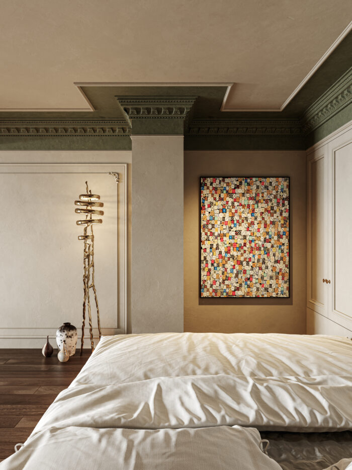Modern French Eclectic Loft Bedroom and Living Room 3D Model - 3ds Max - Corona