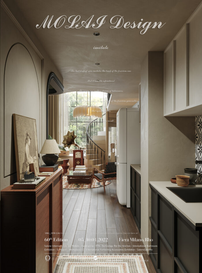 Modern French Eclectic Loft Bedroom and Living Room 3D Model - 3ds Max - Corona