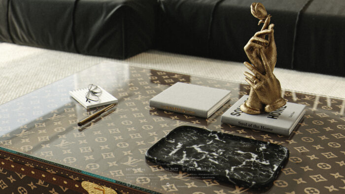 Modern Luxury Dark Interior Living Room & Kitchen 3D Model