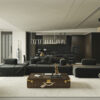 Modern Luxury Dark Interior Living Room & Kitchen 3D Model