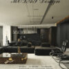 Modern Luxury Dark Interior Living Room & Kitchen 3D Model