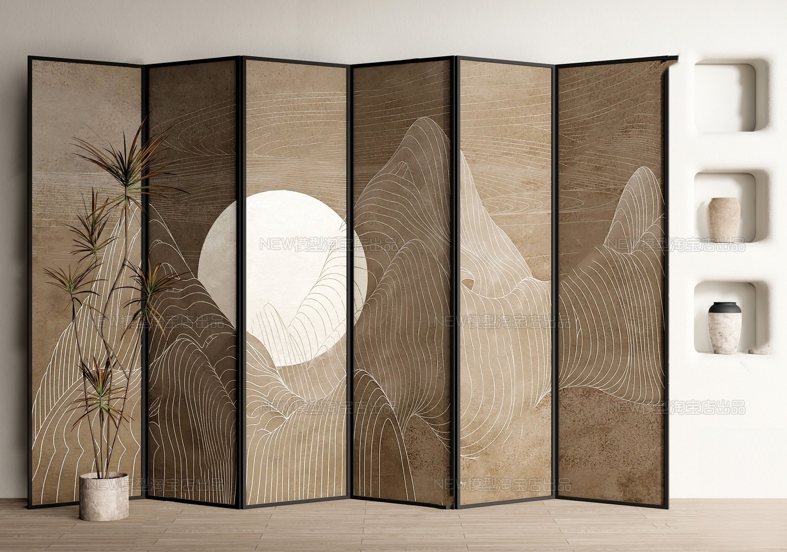 Abstract Botanical Folding Screen 3d Model