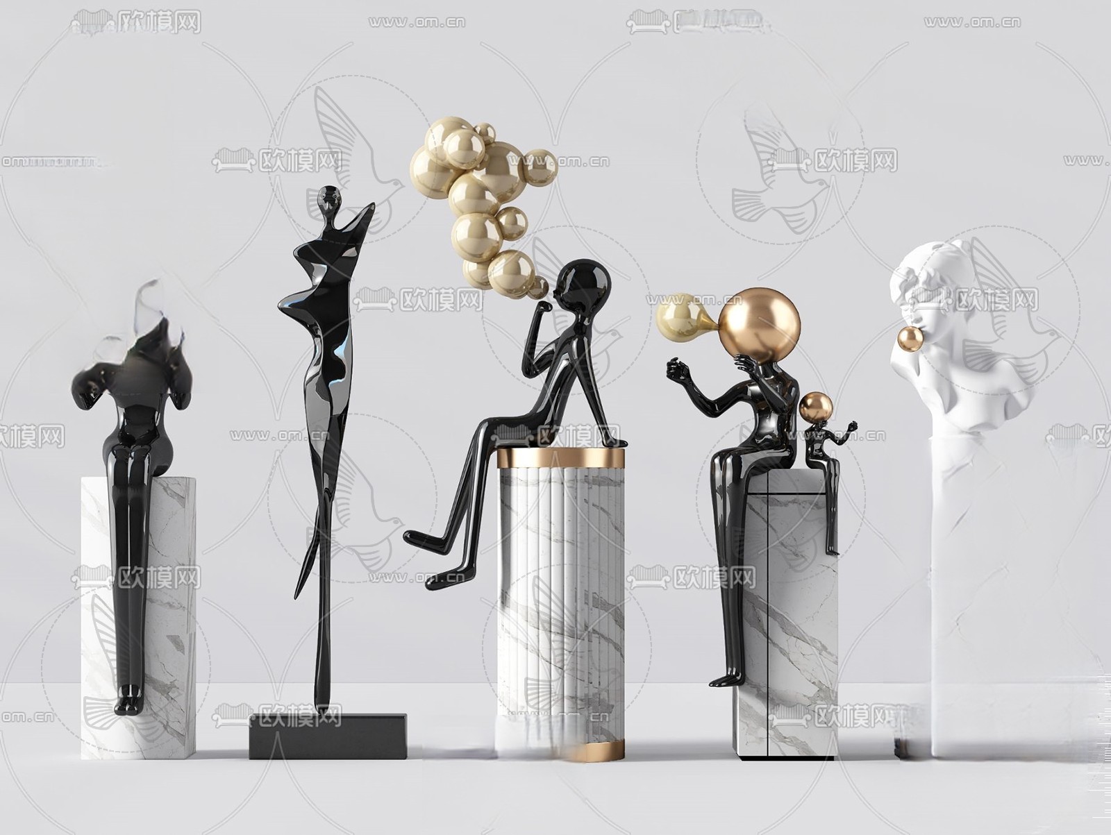 Abstract Figurine Sculpture Collection 3d Model