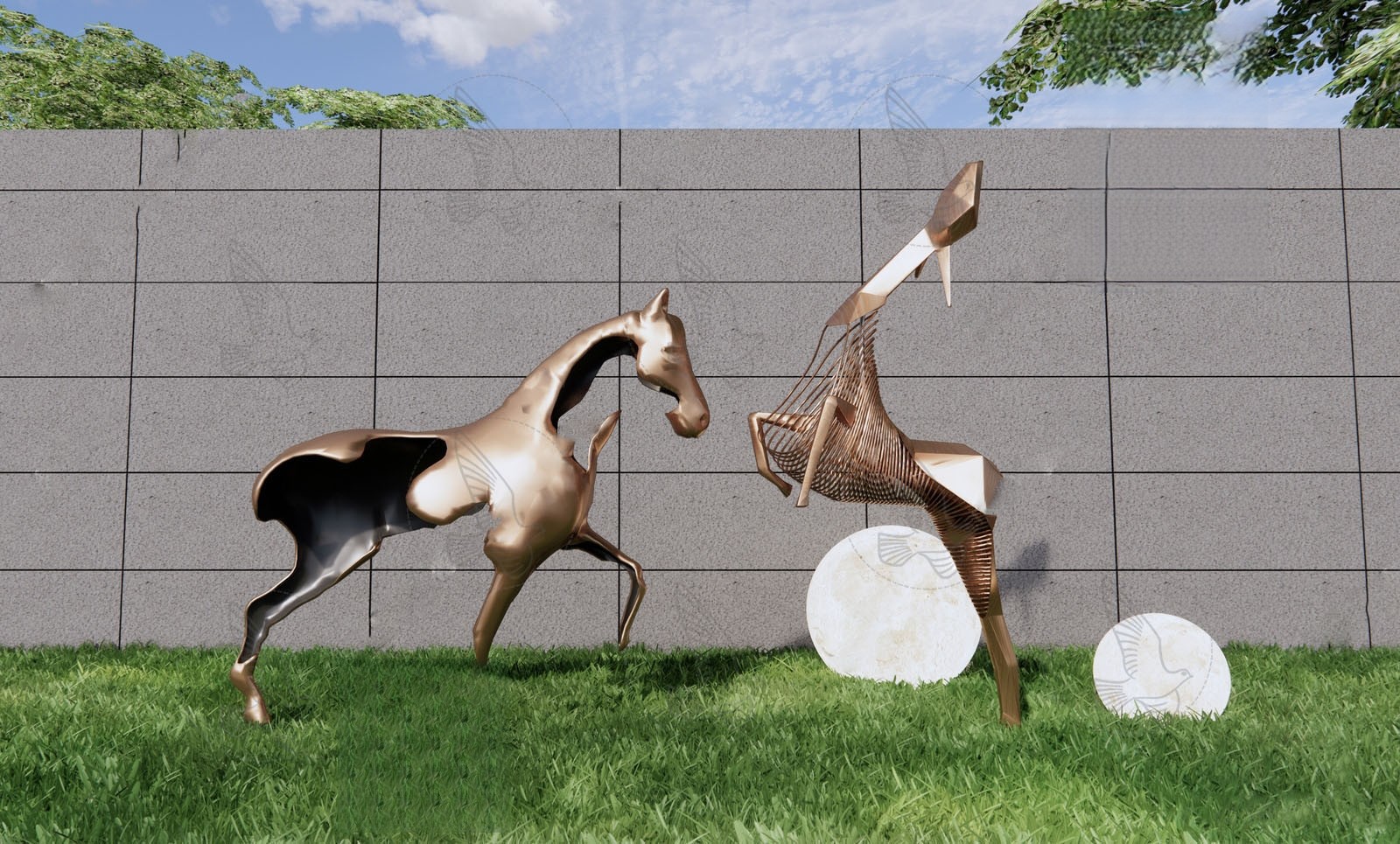 Abstract Horse Sculptures 3d Model