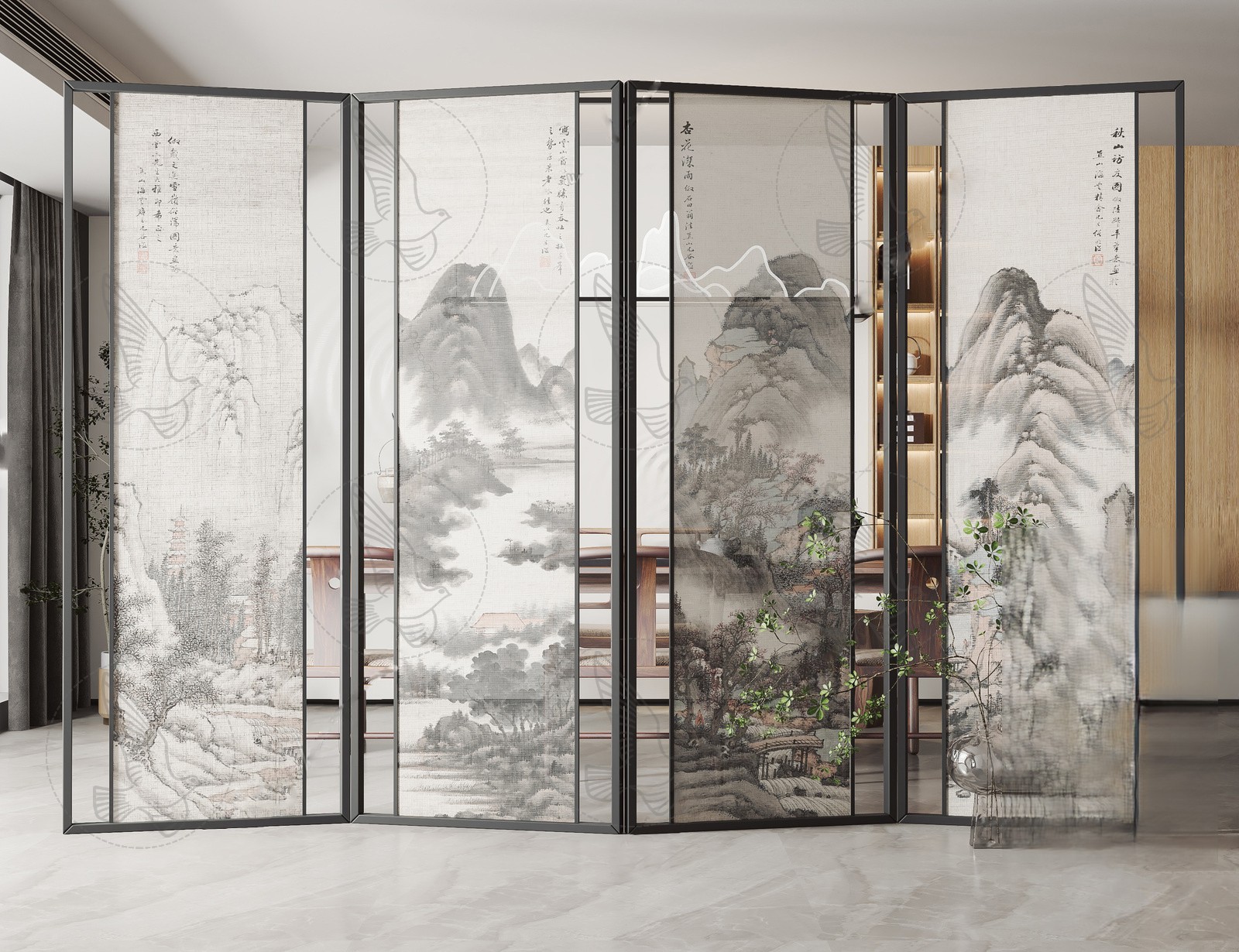 Asian Folding Screen 3d Model
