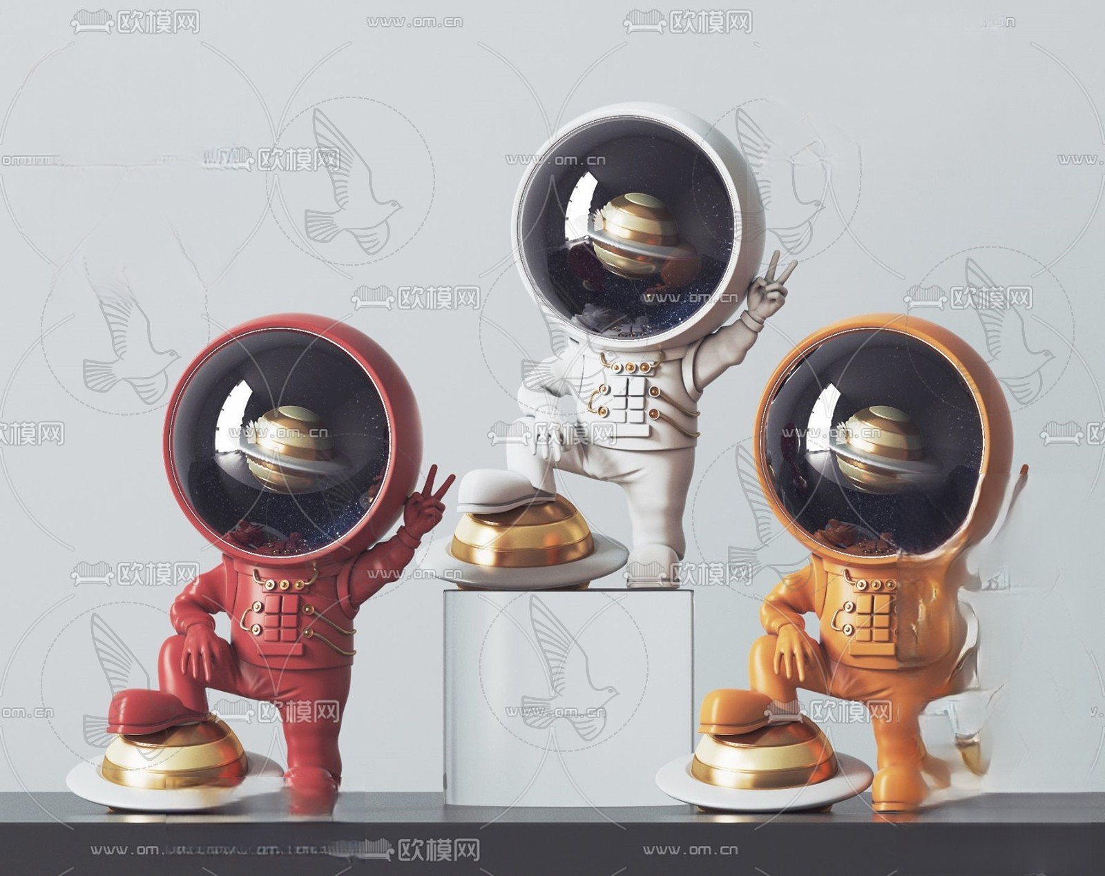 Astronaut Sculpture Figurines 3d Model