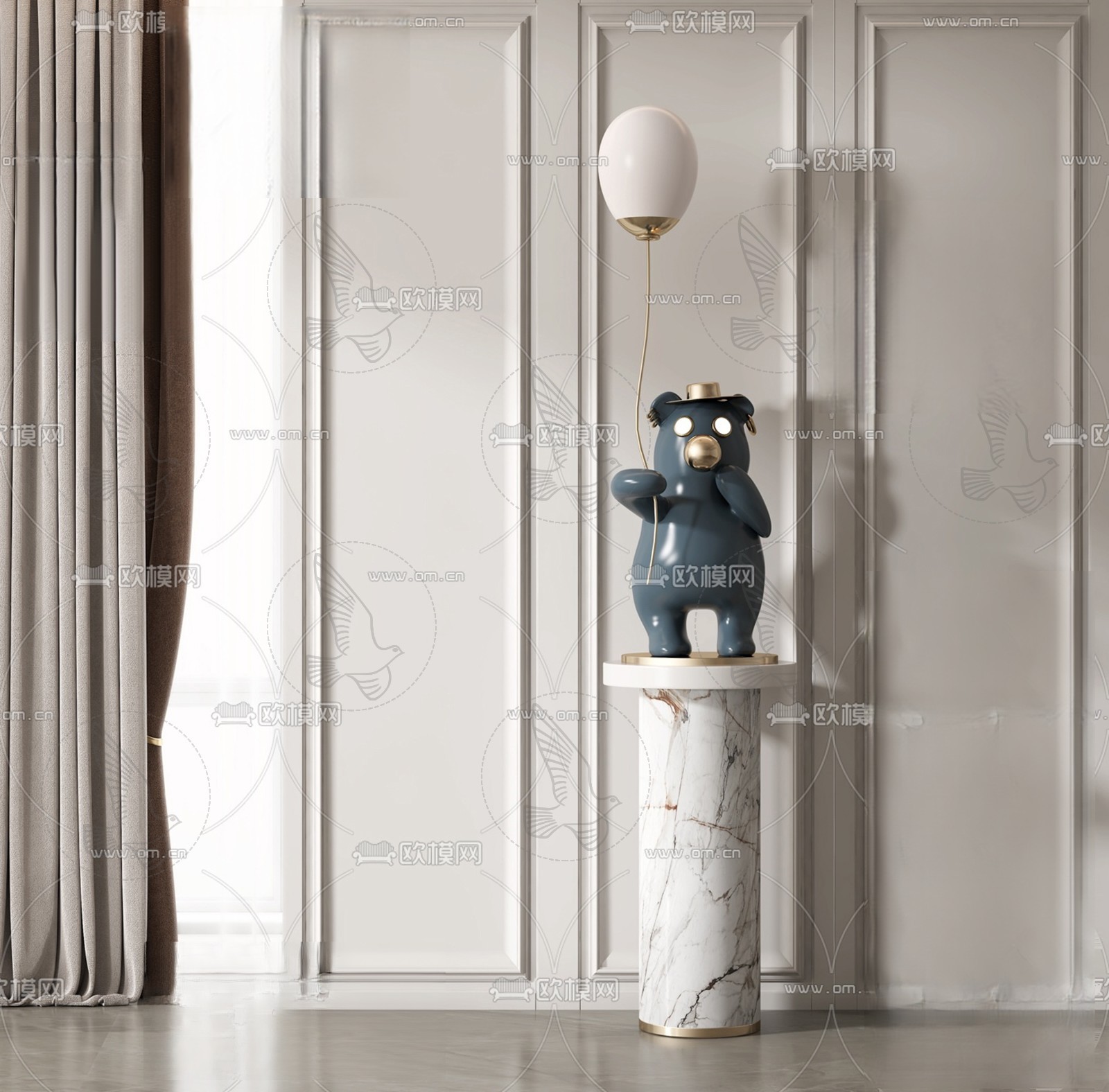 Bear Floor Lamp Sculpture 3d Model