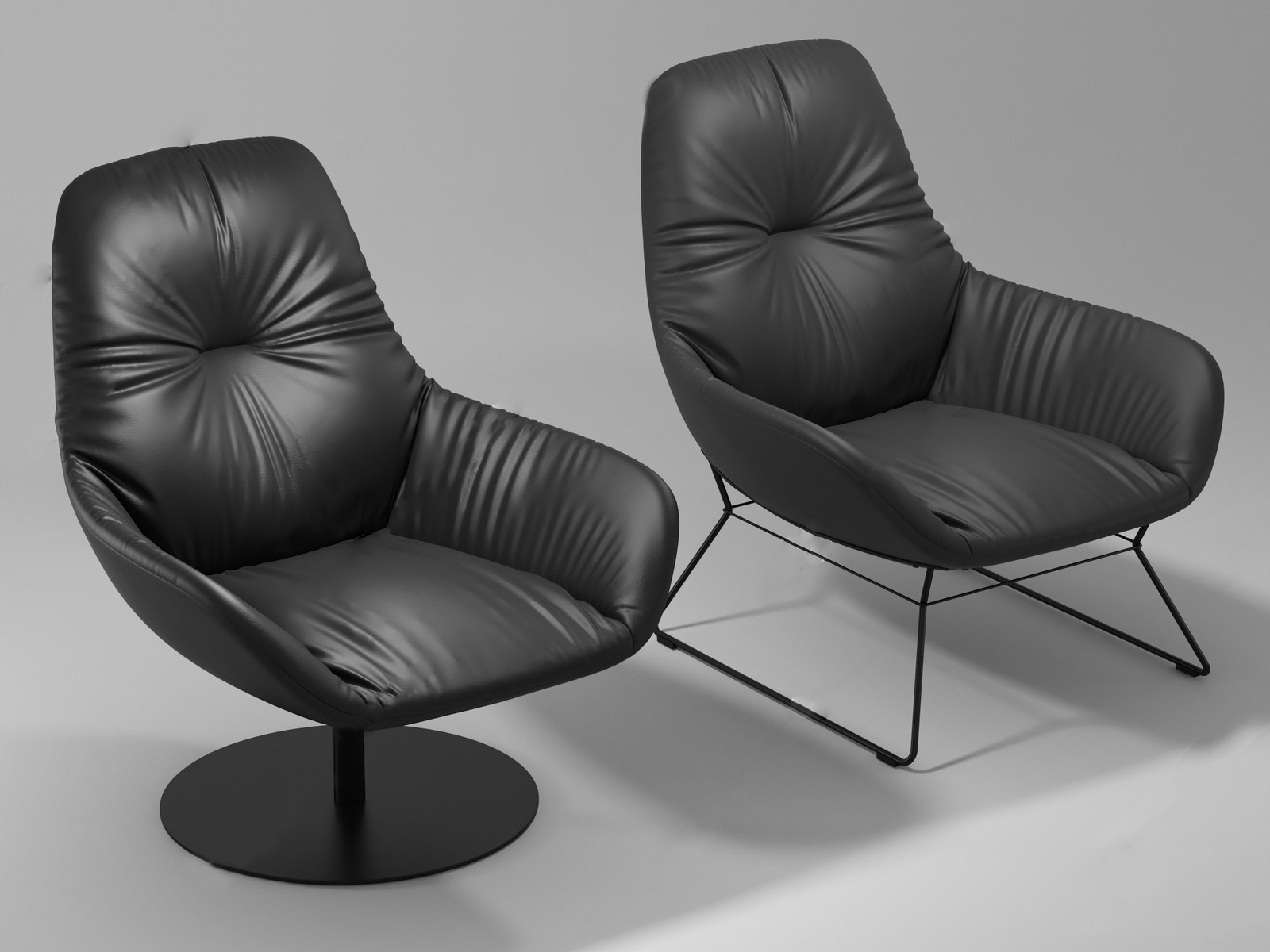 Black Lounge Chair Set 3d Model