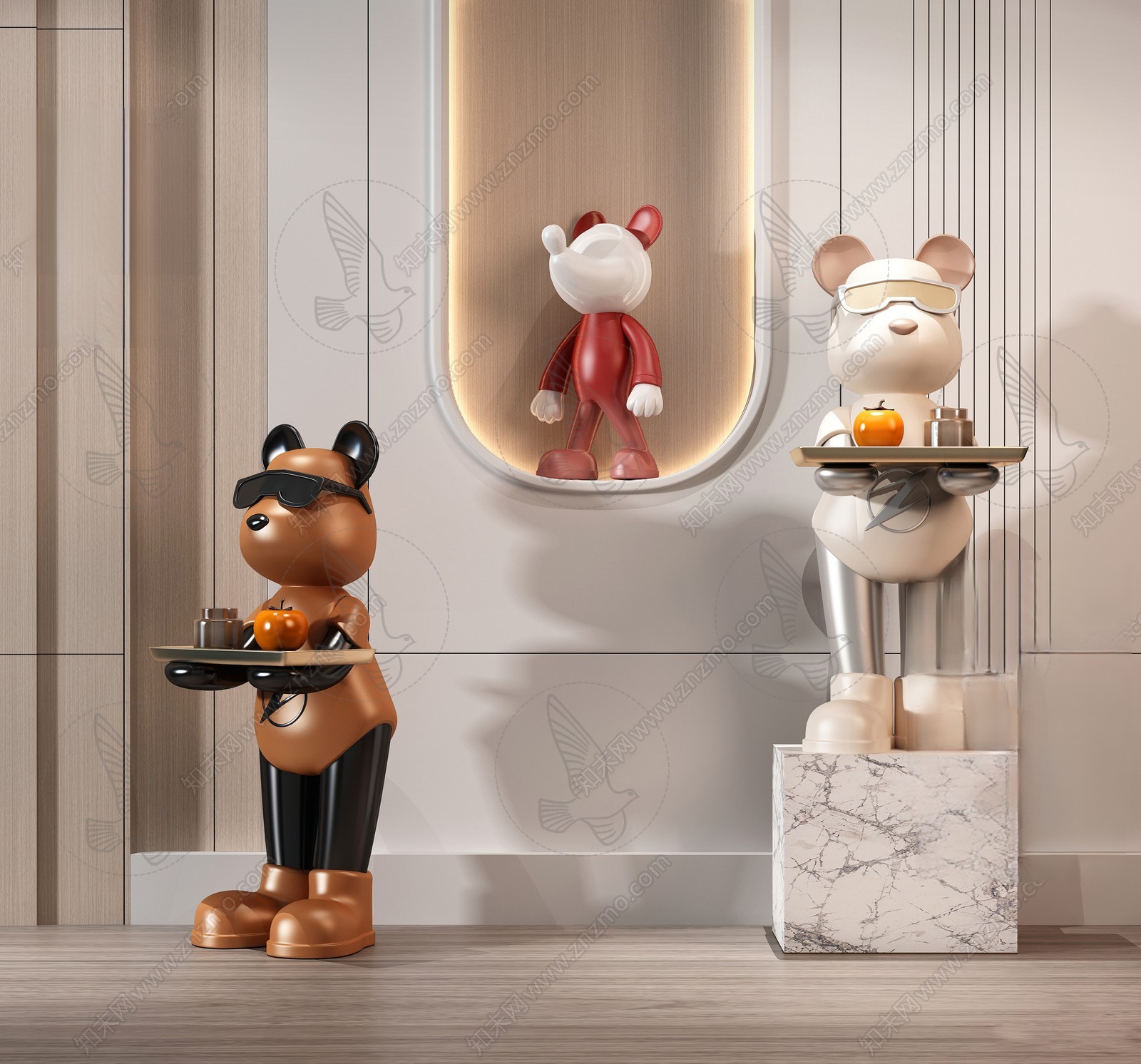 Cartoon Animal Sculptures 3d Model