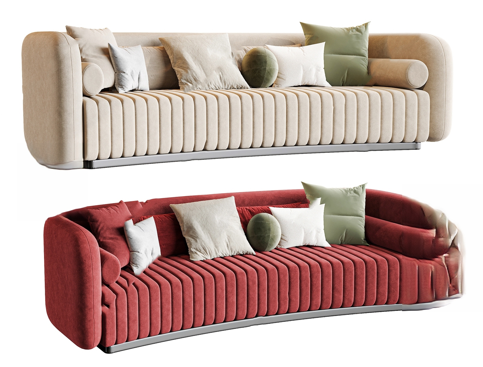 Channel Tufted Sofa 3d Model pro
