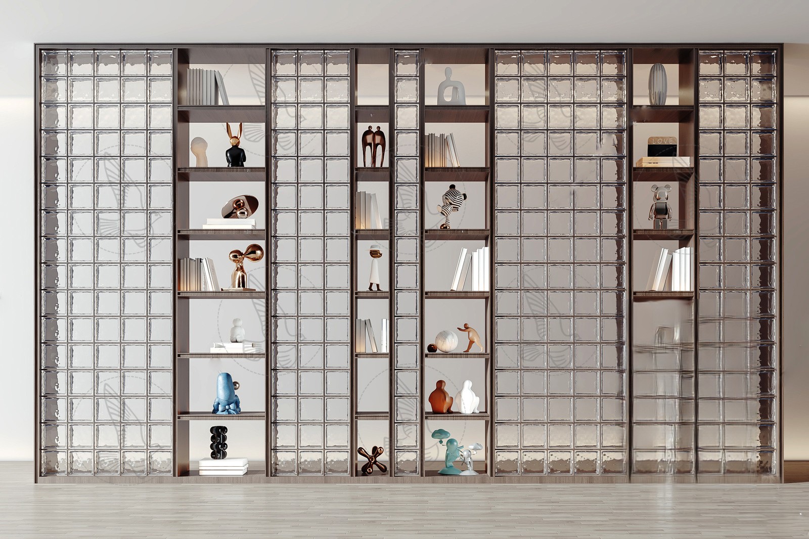 Contemporary Glass Block Bookcase 3d Model