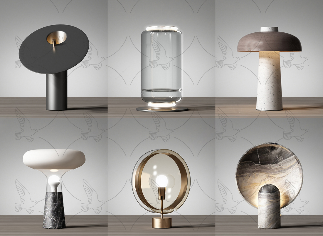 Contemporary Table Lamp Collection 3d Model