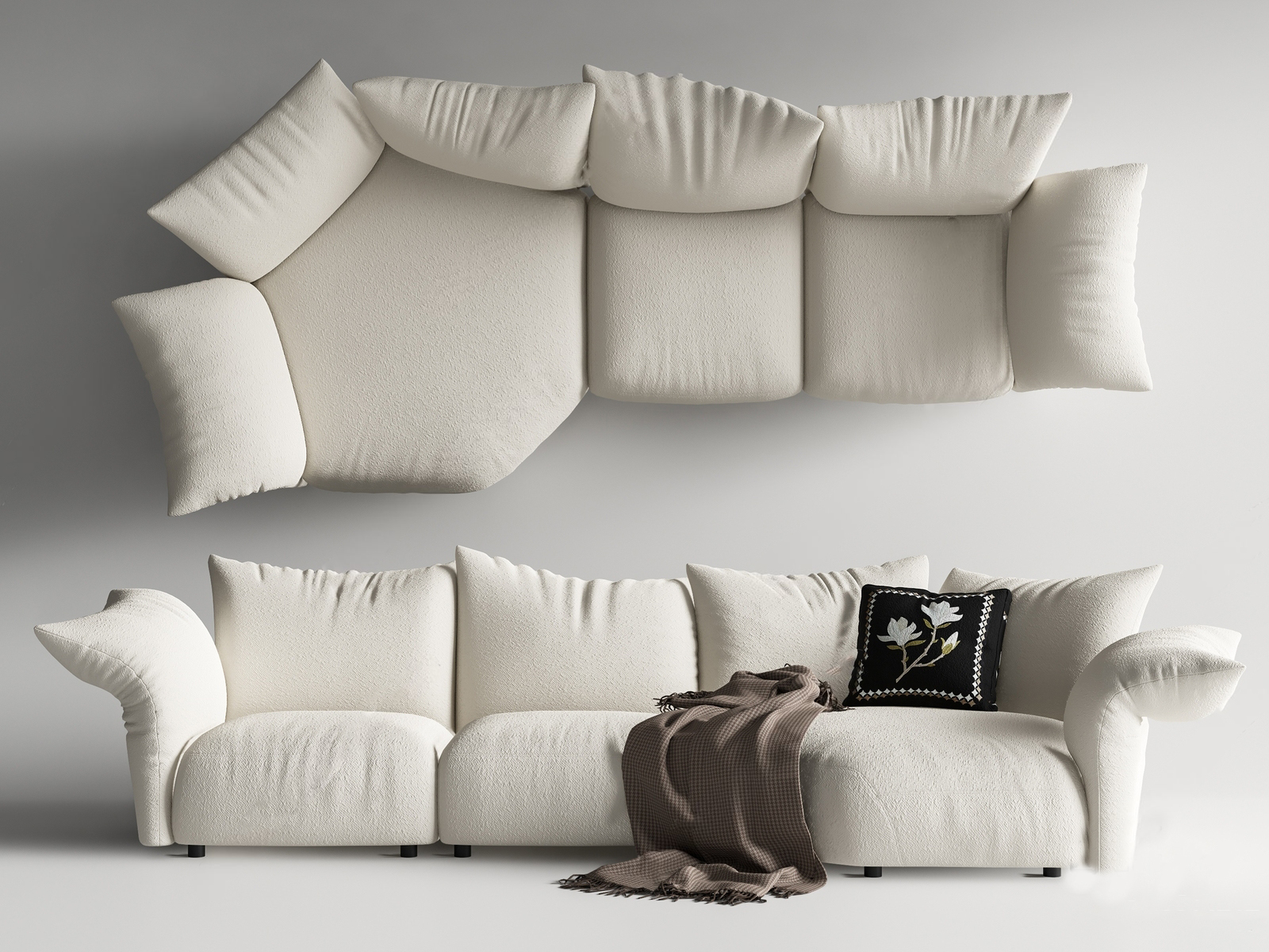 Contemporary White Upholstered Sofa 3d Model