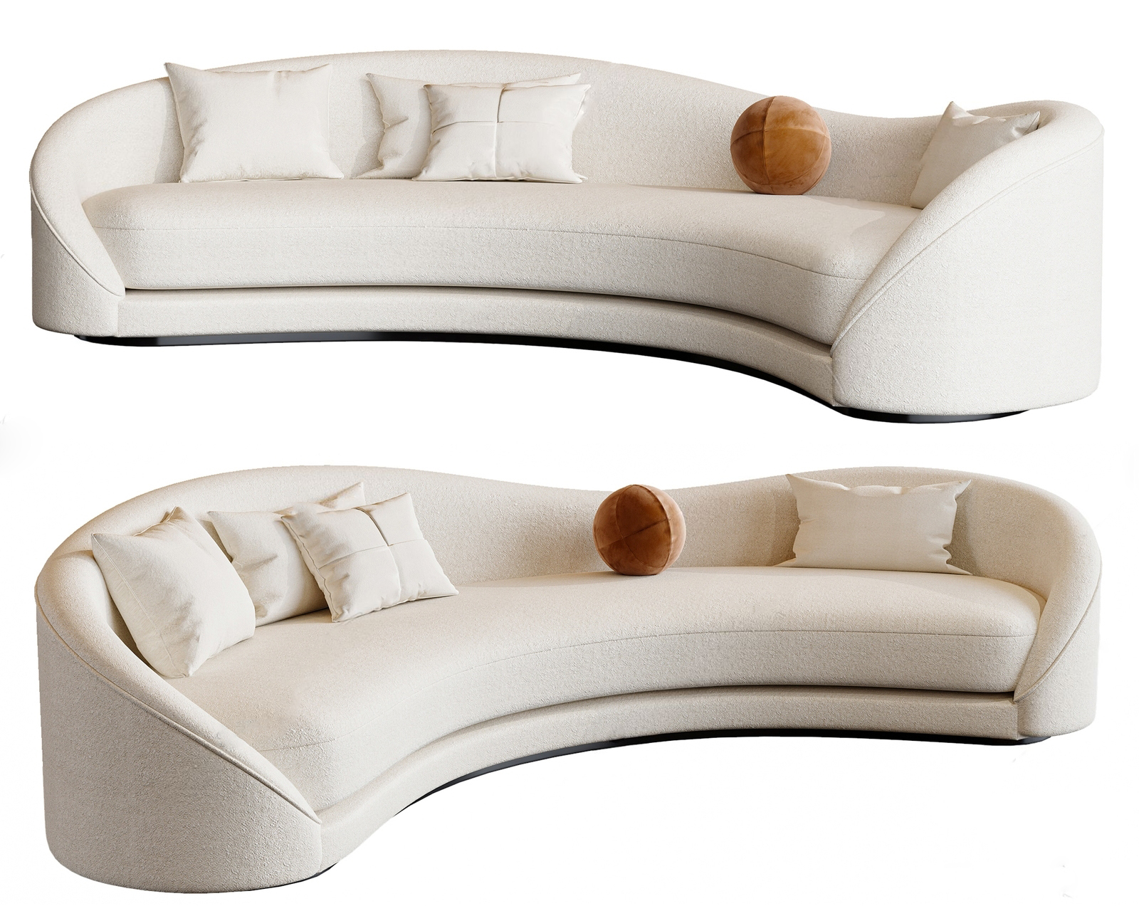 Curved Cream Sofa 3d Model pro