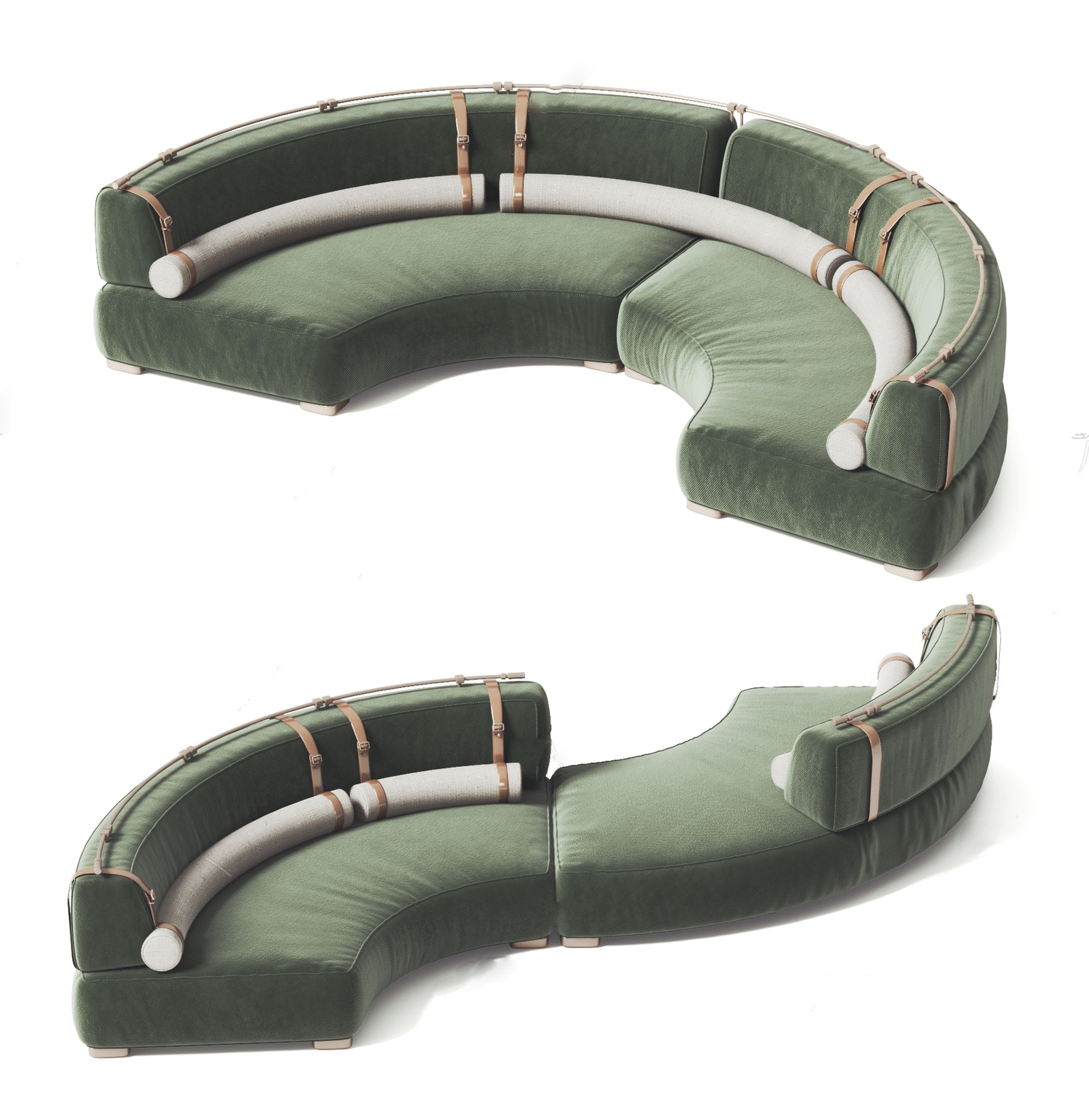 Curved Green Sectional Sofa 3d Model pro