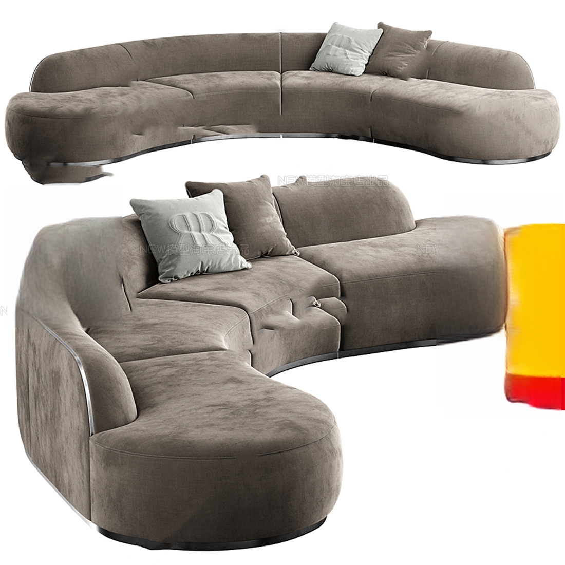 Curved Sectional Sofa 3d Model pro