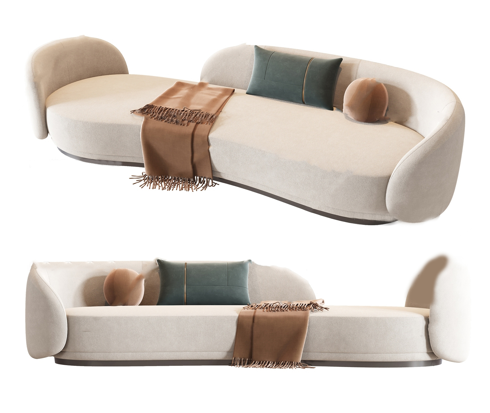 Curved Upholstered Sofa 3d Model